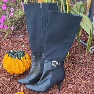 The Limited Black Heeled Boots with Silver Accent